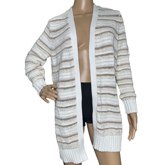 LOFT open cardigan cream and gold NWT medium - Picture 1 of 8
